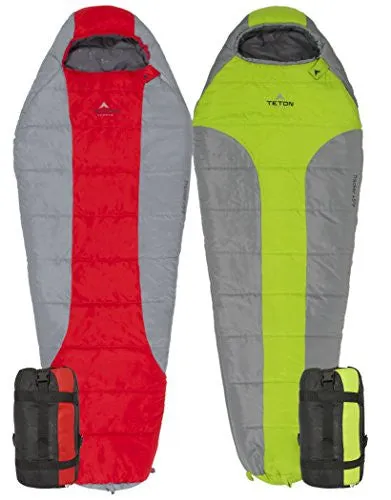 TETON Sports Tracker  5F Ultralight Sleeping Bag Perfect for Backpacking, Hiking, and Camping; Red/Grey