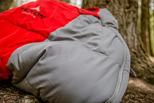 TETON Sports Tracker  5F Ultralight Sleeping Bag Perfect for Backpacking, Hiking, and Camping; Red/Grey