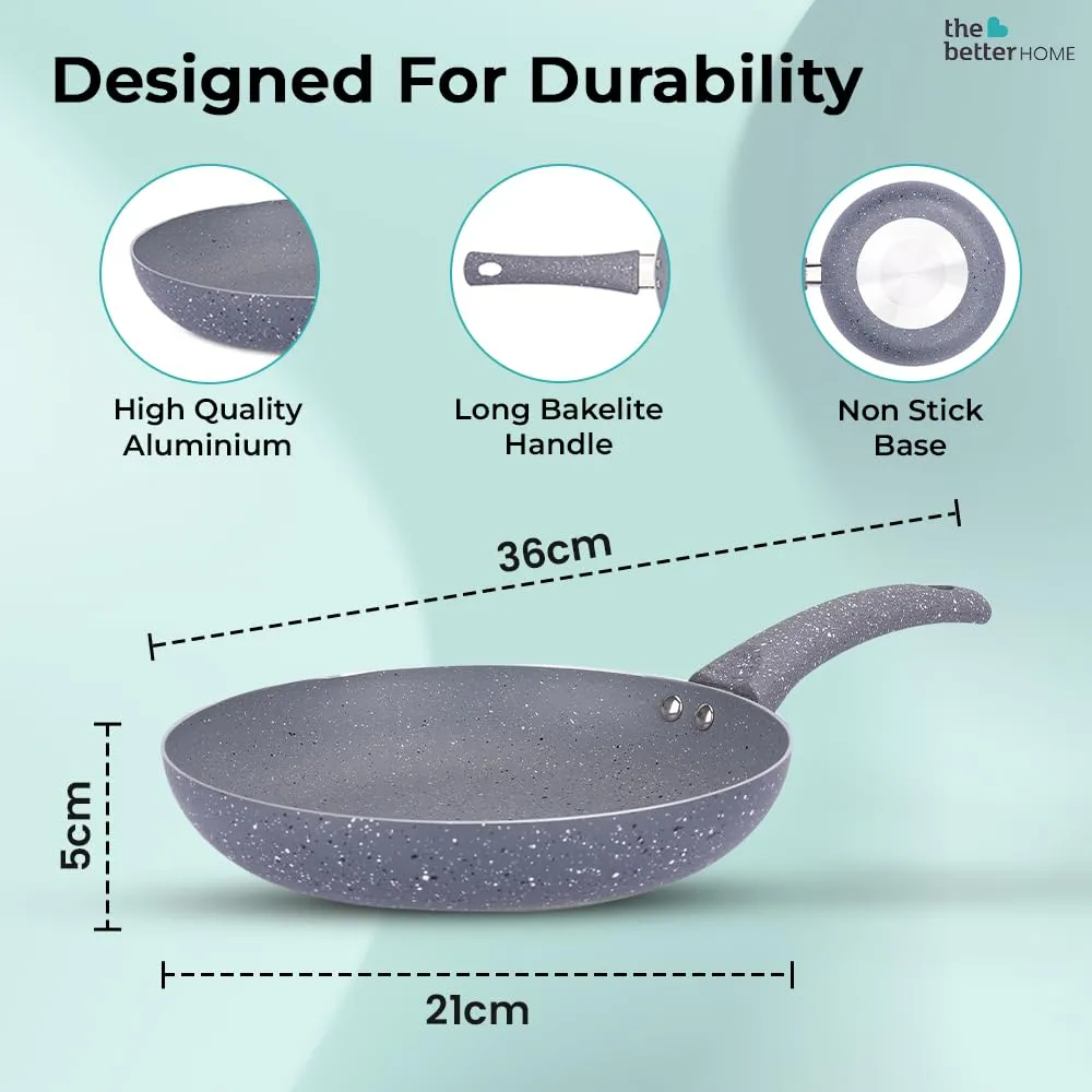 The Better Home Non Stick Frying Fry Pan (18cm) | Saute Pan Gas Cookware | Deep Small Fry Pan | Minimal Oil Cooking | Easy Grip Handle | 3 Layer Non Stick Coating | Non-Toxic & Lightweight