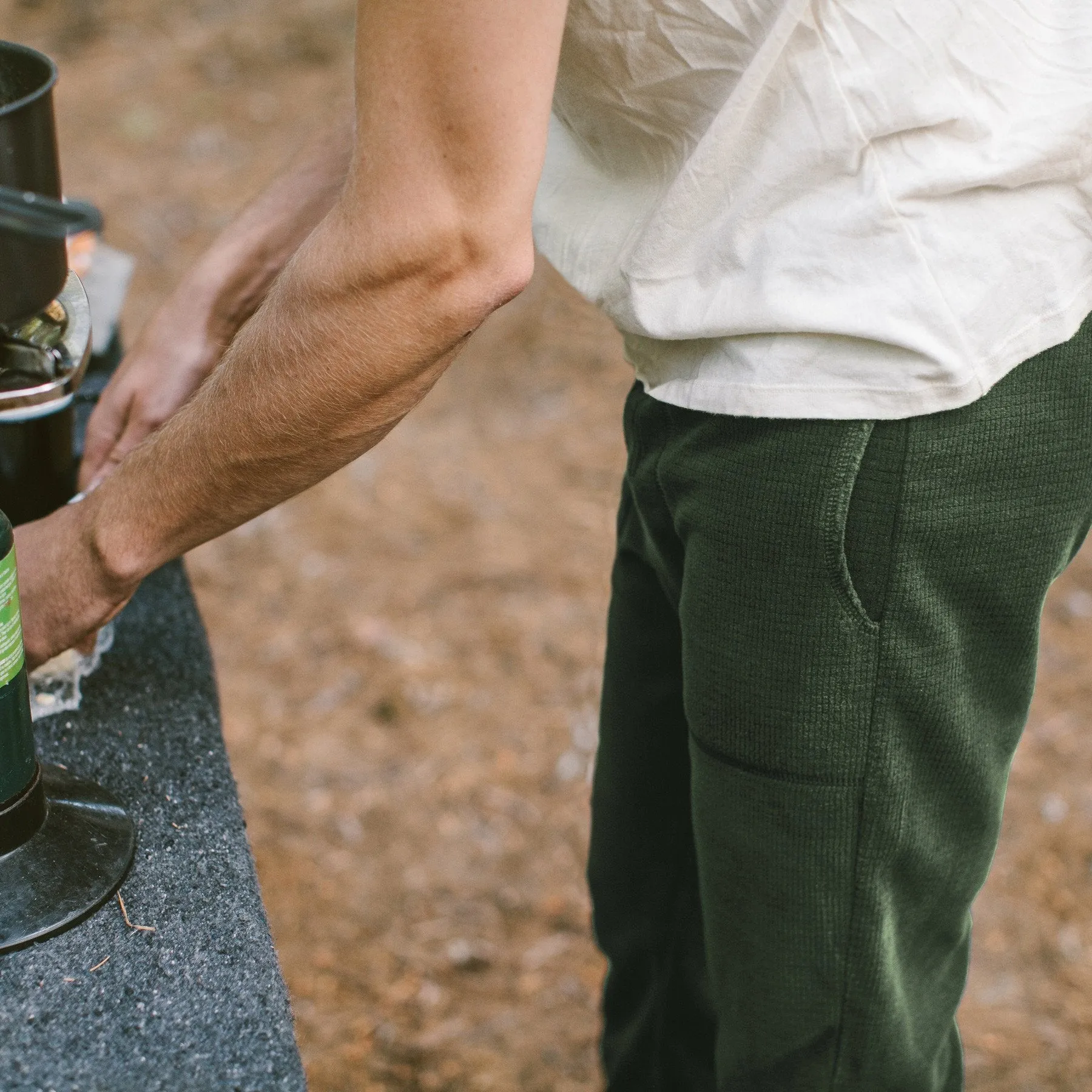 The Pack Pant in Olive Polartec Fleece