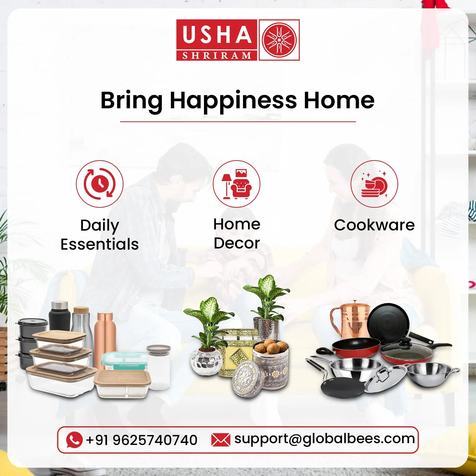 USHA SHRIRAM (3.6L Emerald Non Stick Kadai with Lid | 26 cm | 3.6 L Capacity | Gas Cookware | Non Stick Cookware | Aluminium Kadai with Lid | Deep Base Kadai | Deep Fry Kadai