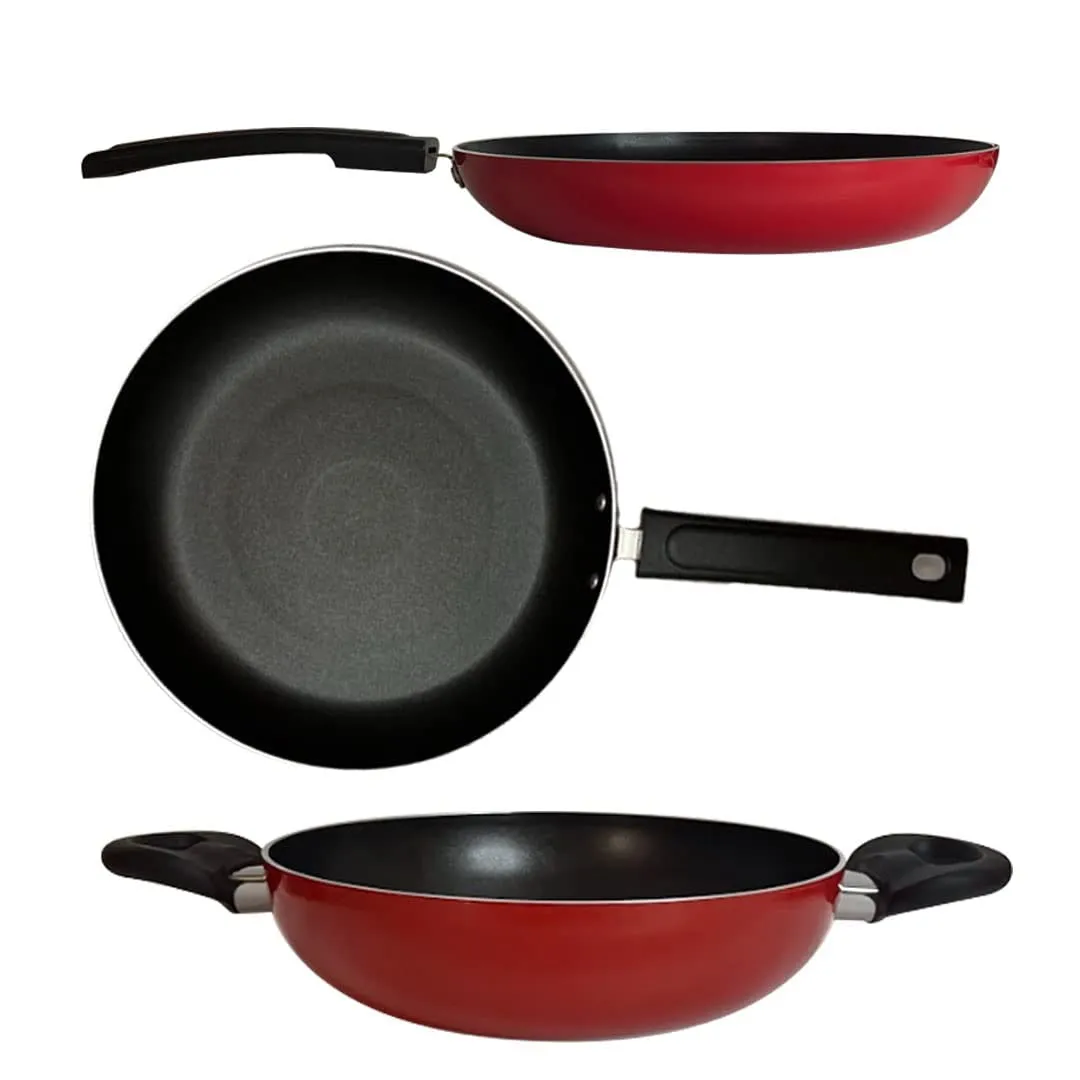 USHA SHRIRAM Non Stick Set | Lid (1Pcs) | Non Stick Tawa | Non Stick Kadai | Non Stcik Frying Pan | Stove & Induction Cookware| Multipurpose Lid for Kadhai & Fry Pan (Non Stick Set(with Lid) - Red)