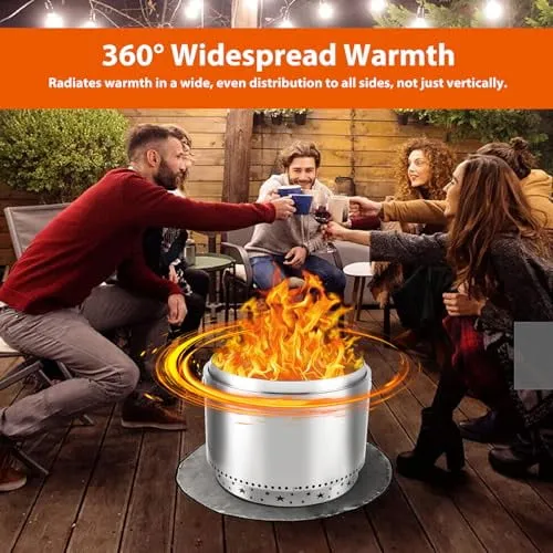 versatile 27 Inch Smokeless Fire Pit - Portable Stainless Steel Camping Stove with Stand & Removable Ash Pan | Ideal for Outdoor Wood Burning | H: 11.5 in, 26.9 lbs