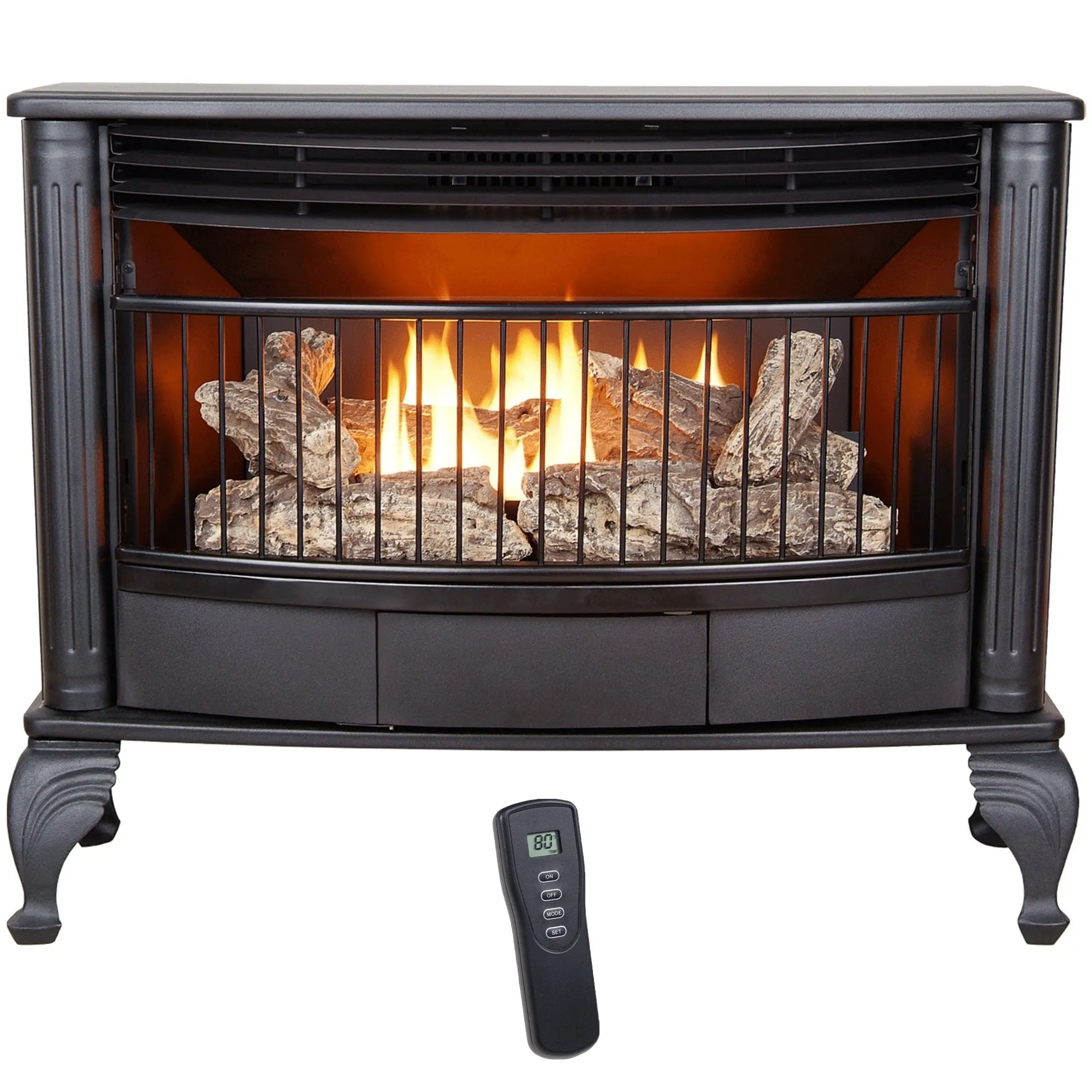 versatile ProCom Vent less Dual Fuel Gas Stove - 25,000 BTU, T-Stat Control, Black Finish - Model# QNSD250T