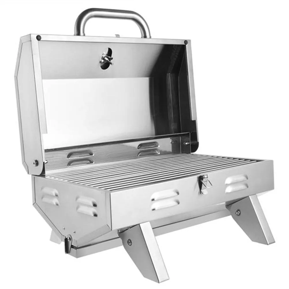 ZOKOP Portable Gas Grill Stove Square Stainless Steel Bbq Stove Silver